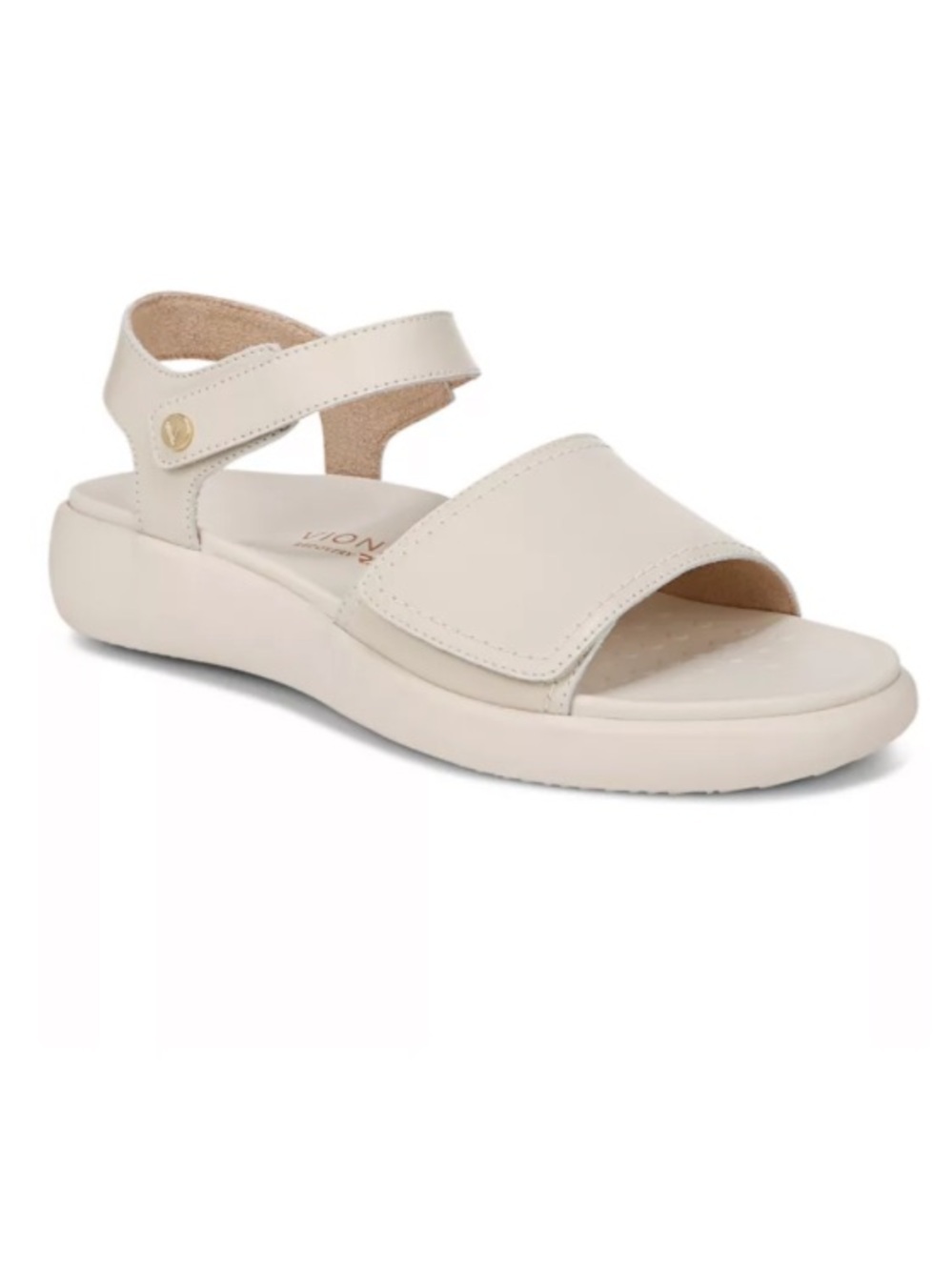 🆕 Vionic Women's Awaken Leather Casual Recovery Sandals Cream Size 5 Wide